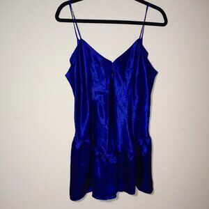 Victoria's Secret Golden Label V-Neck Spaghetti Straps Peplum Cami Blue Sz L